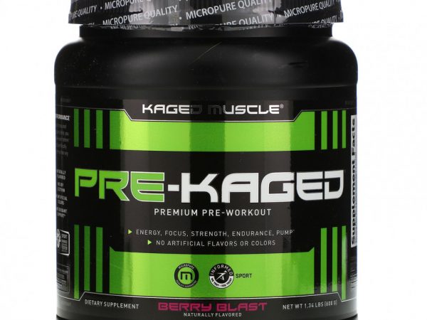 Kaged Muscle, PRE-KAGED, предтренировочный комплекс премиального качества, со вкусом ягод, 608 г (1,34 фунта)