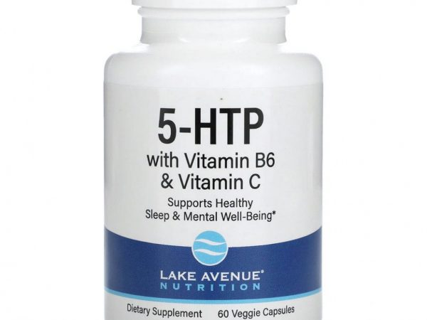 Lake Avenue Nutrition, 5-гидрокситриптофан с витаминами B6 и C, 60 вегетарианских капсул