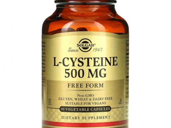 Solgar, L-цистеин, 500 мг, 90 растительных капсул