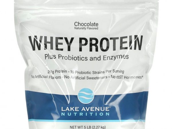 Lake Avenue Nutrition, Сывороточный протеин с пробиотиками, шоколад, пакет 2270 г (5 фунтов)