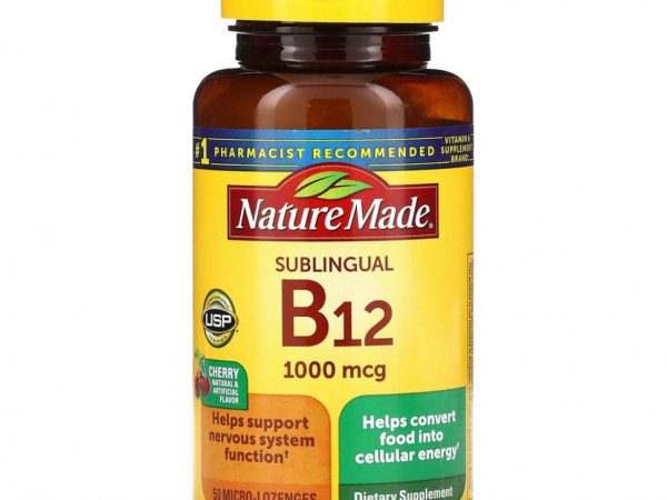 Nature Made, B-12 Сублингвальный, Вишня, 1000 мкг, 50 микролазей