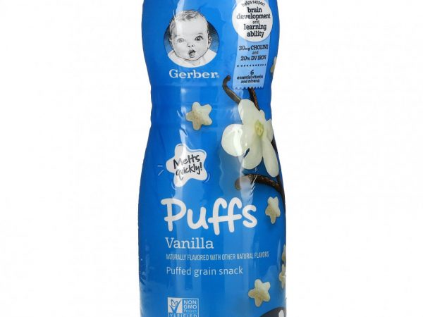 Gerber, Снек из воздушных злаков, от 8 месяцев, ваниль, 42 г (1,48 унции)