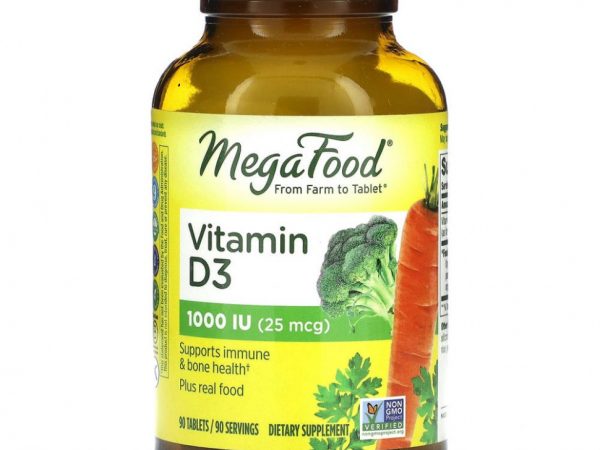MegaFood, витамин D3, 1000 МЕ, 90 таблеток