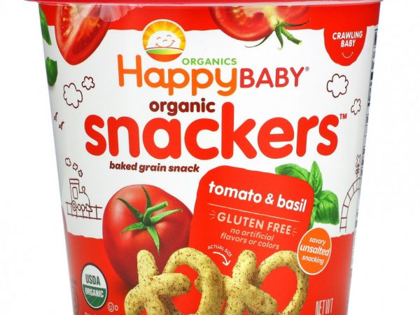 Happy Family Organics, Organic Snackers, томаты и базилик, 42,5 г (1,5 унции)