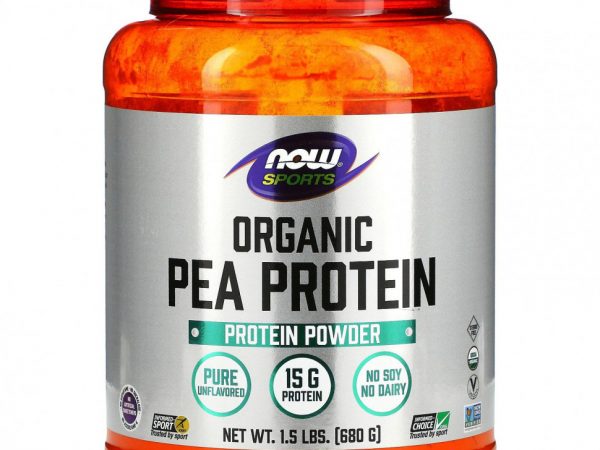 NOW Foods, Sports, Белок из гороха органического происхождения, натуральный, не содержащий вкусовых добавок, 680 г (1,5 фунта)