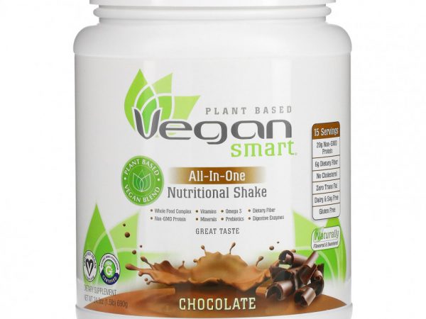 VeganSmart, All-In-One Nutritional Shake, Chocolate, 24.3 oz (690 g)