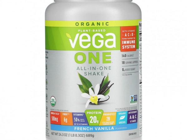 Vega, универсальный коктейль, французская ваниль, 689 г (1 фунт, 8,30 унции)