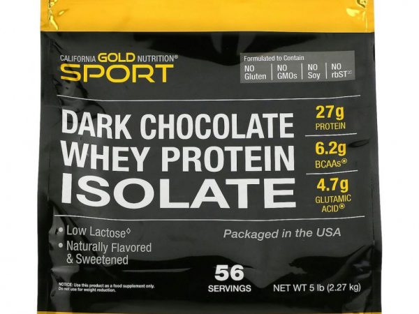 California Gold Nutrition, 100-ный изолят сывороточного протеина со вкусом черного шоколада, 2,27 кг (5 фунтов)