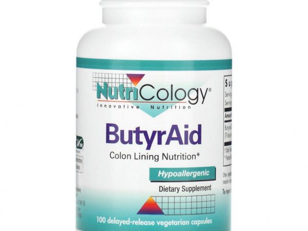 Nutricology, ButyrAid, 100 вегетарианских капсул с отсроченным высвобождением
