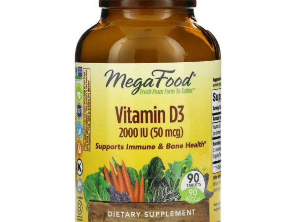 MegaFood, витамин D3, 2000 МЕ, 90 таблеток