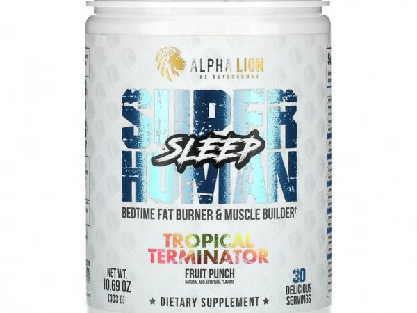 ALPHA LION, SuperHuman Sleep, тропический терминатор, фруктовый пунш, 303 г (10,69 унции)