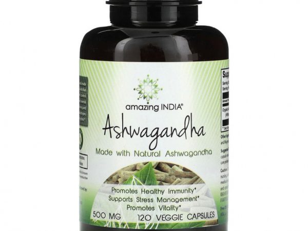 Amazing India, Ашваганда, 500 мг, 120 растительных капсул