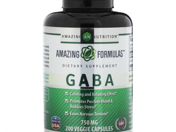 Amazing Nutrition, ГАМК, 750 мг, 200 растительных капсул