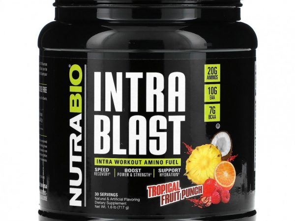NutraBio Labs, Intra Blast, заряд аминокислот во время тренировки, пунш из тропических фруктов, 717 г (1,6 фунта)