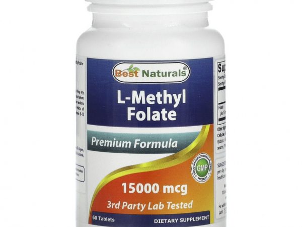 Best Naturals, L-метилфолат, 15000 мкг, 60 таблеток