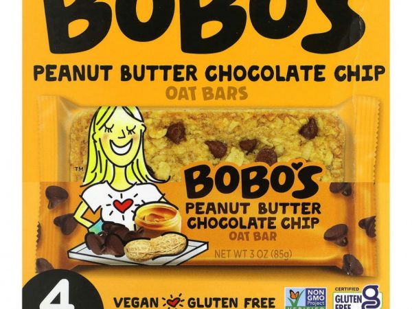 Bobo's Oat Bars, Овсяные батончики с арахисовой пастой и шоколадной крошкой, 4 батончика, по 85 г (3 унции)