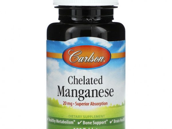 Carlson, Хелатный марганец, 20 мг, 100 таблеток