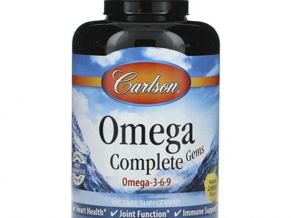 Carlson, Omega Complete Gems, омега 3-6-9, натуральный лимон, 90 мягких таблеток
