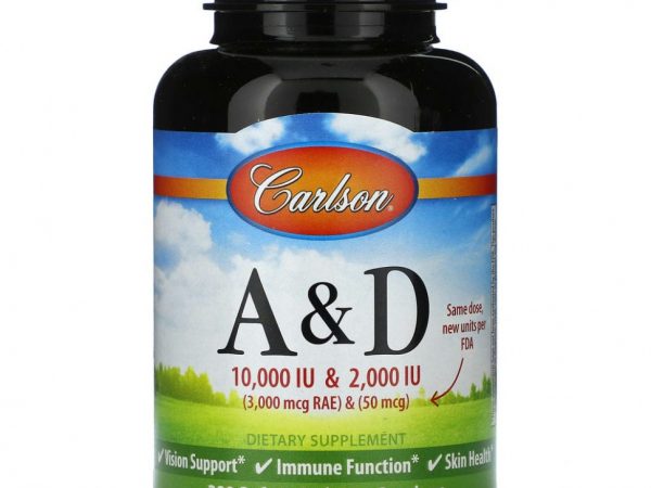 Carlson, Витамины A и D, 300 мягких таблеток