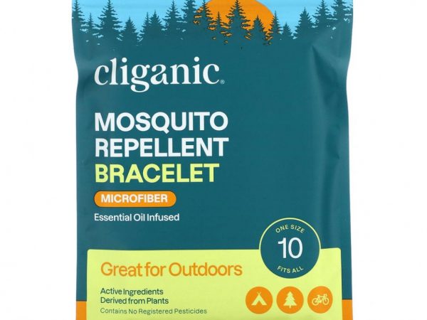 Cliganic, Браслет от комаров, с эфирным маслом, универсальный размер, 10 браслетов, по 0,11 унции