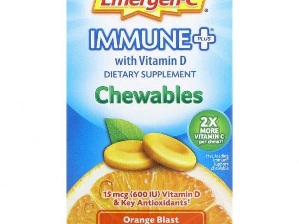 Emergen-C, Immune Plus, с витамином D, апельсиновый сок, 42 жевательные таблетки
