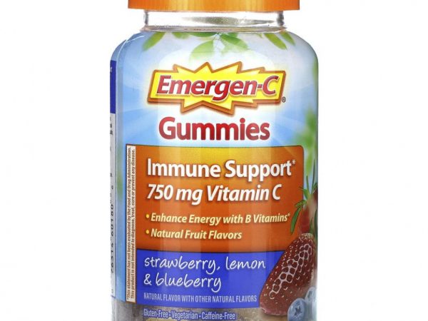 Emergen-C, Жевательные таблетки для поддержки иммунитета, клубника, лимон и голубика, 45 жевательных таблеток