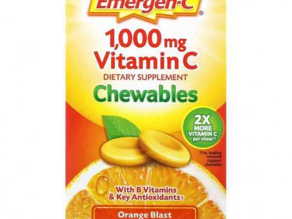 Emergen-C, Жевательные таблетки с витамином C, апельсиновый сок, 500 мг, 40 жевательных таблеток