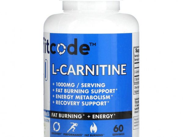 FITCODE, L-карнитин, повышенная сила действия, 500 мг, 120 капсул