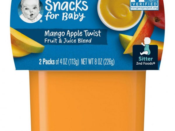 Gerber, Snacks For Baby, 2nd Foods, манго и яблоко, 2 пакетика, 113 г (4 унции)
