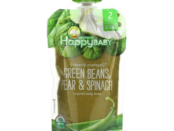 Happy Family Organics, Happy Baby, Clearly Crafted, от 6 месяцев, зеленая фасоль, груша и шпинат, 113 г (4 унции)