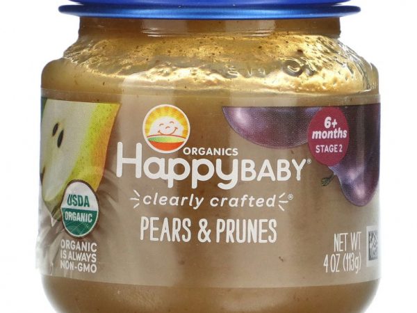 Happy Family Organics, Happy Baby, для детей от 6 месяцев, груши и чернослив, 113 г (4 унции)