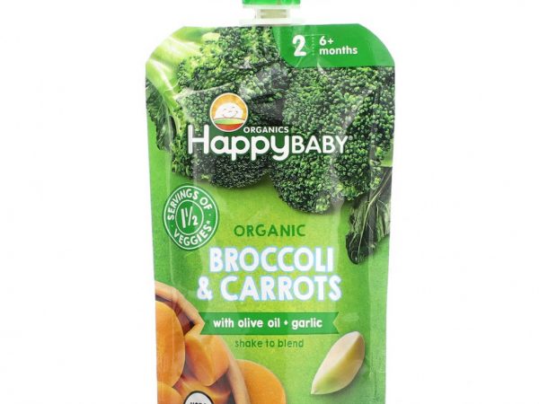 Happy Family Organics, Happy Baby, для детей от 6 месяцев, органическая брокколи и морковь с оливковым маслом и чесноком, 113 г (4 унции)