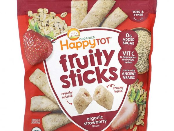 Happy Family Organics, Happy Tot, фруктовые палочки, органическая клубника, 72 г (2,54 унции)