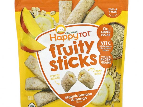 Happy Family Organics, Happy Tot, фруктовые палочки, органический банан и манго, 72 г (2,54 унции)