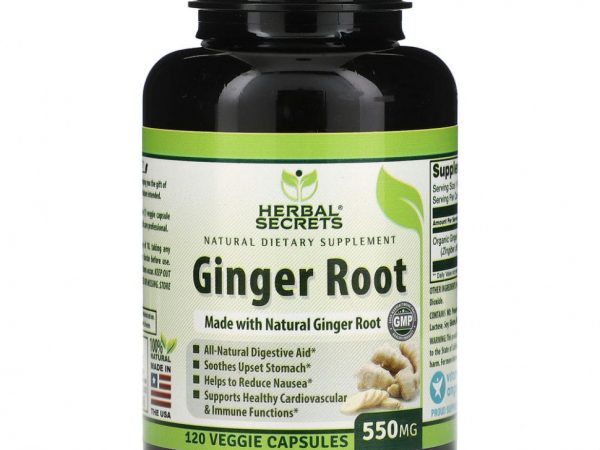 Herbal Secrets, Корень имбиря, 550 мг, 120 растительных капсул