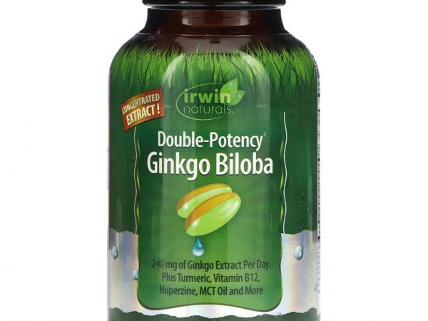 Irwin Naturals, Гинкго билоба, двойная эффективность, 60 мягких таблеток