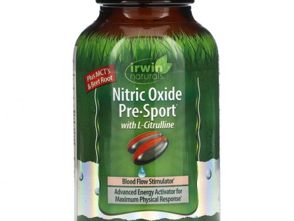 Irwin Naturals, Оксид азота перед занятиями спортом с L-цитруллином, 60 желатиновых капсул
