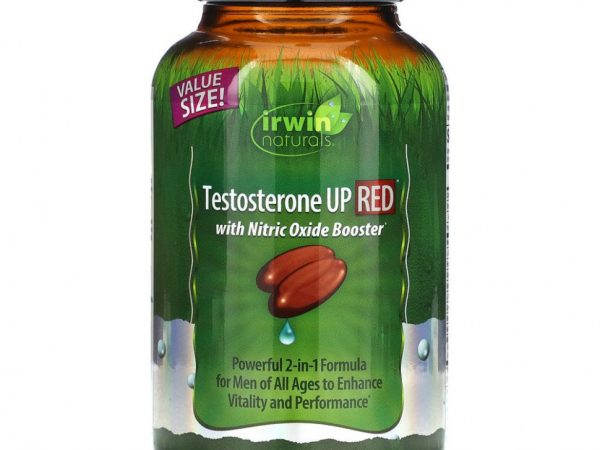 Irwin Naturals, Testosterone UP Red с бустером оксида азота, 100 желатиновых капсул
