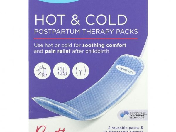 Lansinoh, Пакеты для горячей и холодной послеродовой терапии, 2 многоразовых пакетика и 12 одноразовых рукавов