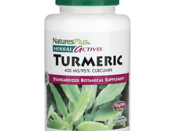 NaturesPlus, Herbal Actives, куркума, 400 мг, 60 веганских капсул
