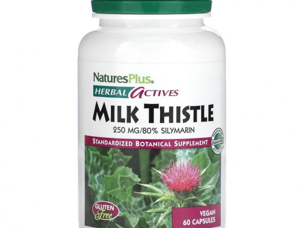 NaturesPlus, Herbal Actives, расторопша, 250 мг, 60 веганских капсул