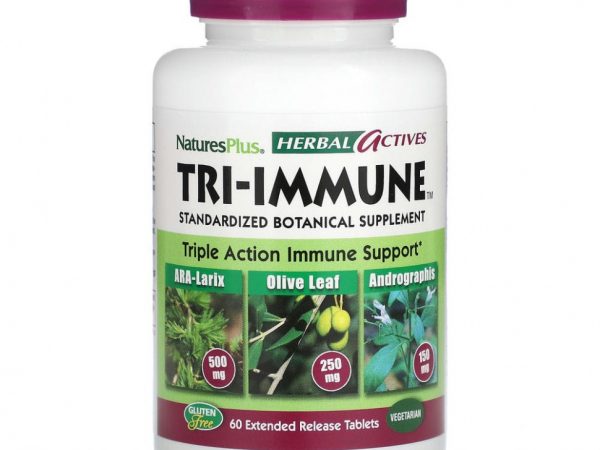 NaturesPlus, Herbal Actives, Tri-Immune, 60 таблеток с пролонгированным высвобождением