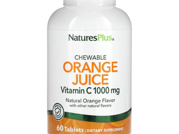 NaturesPlus, Жевательный апельсиновый сок с витамином C, апельсин, 1000 мг, 60 таблеток