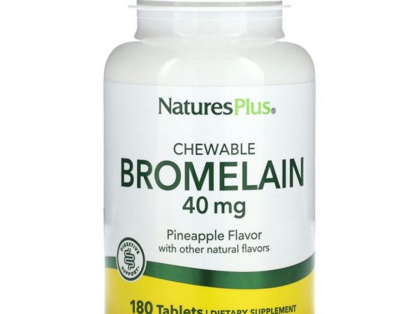 NaturesPlus, Жевательный бромелаин, ананас, 40 мг, 180 таблеток