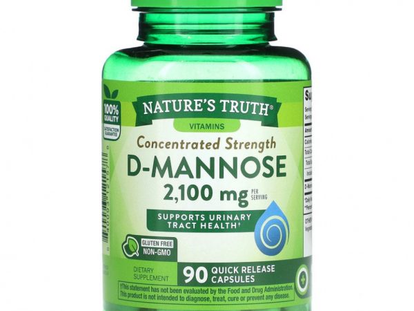 Nature's Truth, Concentrated Strength, D-манноза, 700 мг, 90 капсул с быстрым высвобождением