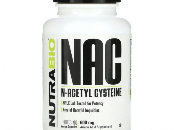 Nutrabio Labs, NAC N-ацетилцистеин, 600 мг, 90 растительных капсул