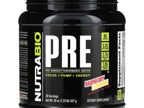 Nutrabio Labs, PRE-Workout Performance Igniter, малиновый лимонад, 567 г (1,25 фунта)
