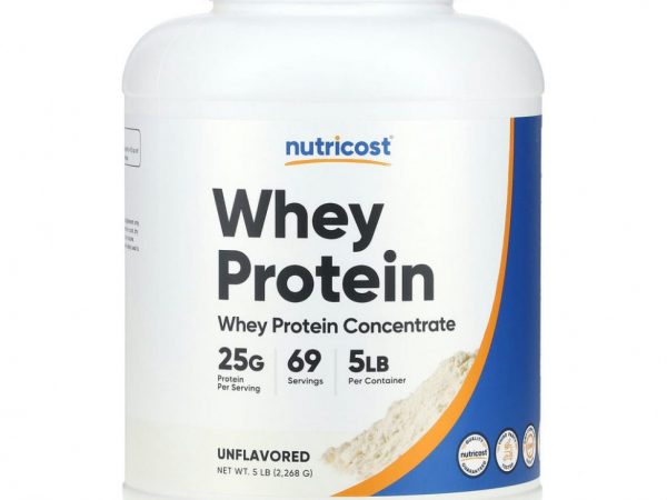 Nutricost, Концентрат сывороточного протеина, без добавок, 2268 г (5 фунтов)