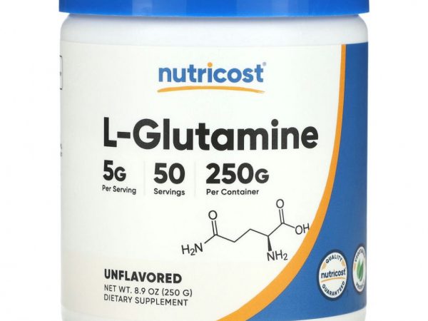Nutricost, L-глютамин, без добавок, 5 г, 250 г (8,9 унции)
