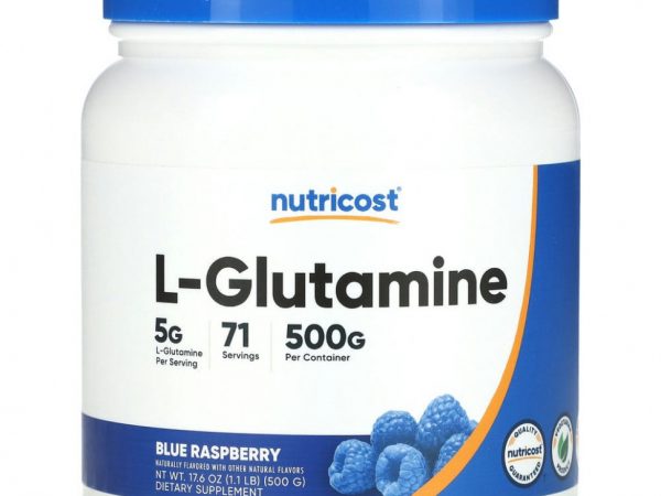Nutricost, L-глютамин, голубая малина, 500 г (1,1 фунта)